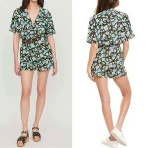 Floral Print Women's Romper Jumpsuit-34/XS/ 0Petite